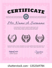 Pink Certificate. Customizable, Easy to edit and change colors. Printer friendly. Elegant design. 