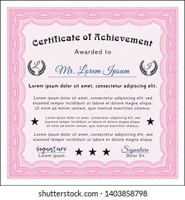 Pink Certificate. Customizable, Easy to edit and change colors. With great quality guilloche pattern. Money Pattern. 