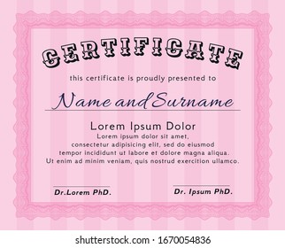 Pink Certificate Diploma Award Template Great Stock Vector (Royalty ...