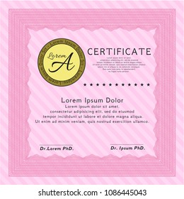  Pink Certificate or diploma template. Complex background. Detailed. Beauty design. 