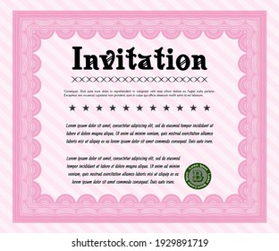 Pink certificate diploma template guilloche