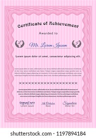 Pink Certificate Diploma Template Modern Design Stock Vector (Royalty ...