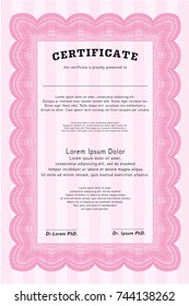 Pink Certificate. Easy to print. Customizable, Easy to edit and change colors. Money design. 
