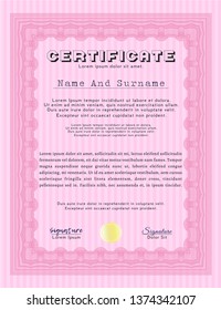 Pink Certificate. Elegant design. Customizable, Easy to edit and change colors. Easy to print. 