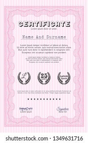 Pink Certificate. Excellent design. With background. Customizable, Easy to edit and change colors. 