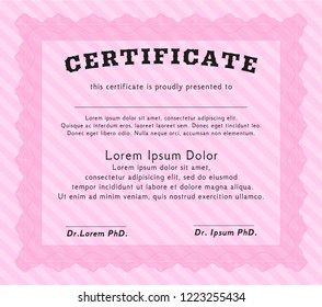 Pink Certificate. With great quality guilloche pattern. Customizable, Easy to edit and change colors. Perfect design. 