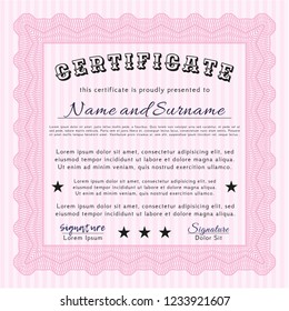 Pink Certificate. With guilloche pattern. Customizable, Easy to edit and change colors. Nice design. 