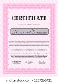 Pink Certificate. With linear background. Customizable, Easy to edit and change colors. Excellent design. 