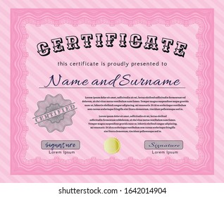 Pink Certificate. Money design. With complex background. Customizable, Easy to edit and change colors. 