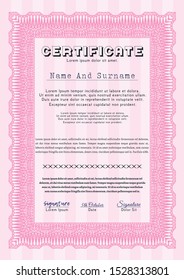Pink Certificate. Money style design. With quality background. Customizable, Easy to edit and change colors. 
