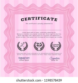 Pink Certificate. Nice design. Customizable, Easy to edit and change colors. Printer friendly. 