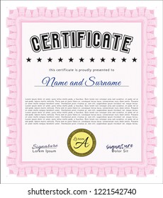 Pink Certificate. Nice design. Customizable, Easy to edit and change colors. Easy to print. 