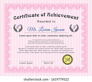 Pink Certificate Perfect Design Great Quality Stock Vector (Royalty ...