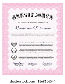 Pink Certificate. Printer friendly. Customizable, Easy to edit and change colors. Sophisticated design. 