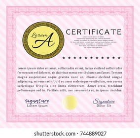 Pink Certificate. Printer friendly. Customizable, Easy to edit and change colors. Excellent design. 