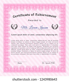 Pink Certificate. Printer friendly. Detailed. Superior design. 