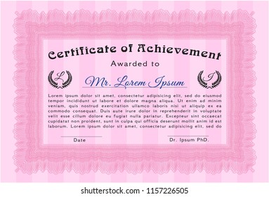 Pink Certificate. With quality background. Cordial design. Customizable, Easy to edit and change colors. 