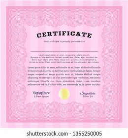Pink Certificate template. With background. Money design. Customizable, Easy to edit and change colors. 