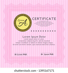 Pink Certificate template. Customizable, Easy to edit and change colors. With linear background. Nice design. 