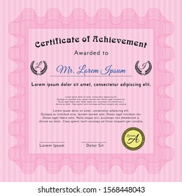 Pink Certificate Template Customizable Easy Edit Stock Vector (Royalty ...