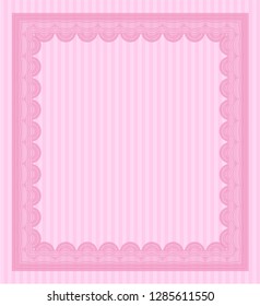 Pink Certificate template or diploma template. Complex background. Customizable, Easy to edit and change colors. Superior design. 