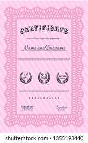 Pink Certificate template or diploma template. Customizable, Easy to edit and change colors. Easy to print. Excellent design. 