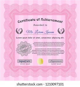 Pink Certificate Template Diploma Template Vector Stock Vector (Royalty ...