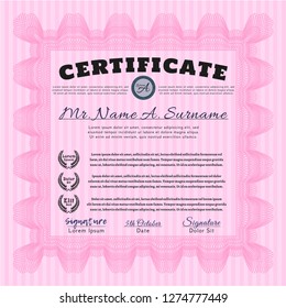 Pink Certificate template. Money design. With quality background. Customizable, Easy to edit and change colors. 