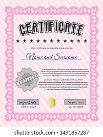 Pink Certificate template. Perfect design. Customizable, Easy to edit and change colors. With complex background. 