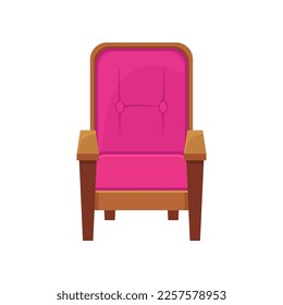 Pink chair for cinema vector illustration. Equipment for filmmaking, element of action film set isolated on white background. Cinematography, filmmaking, professions concept