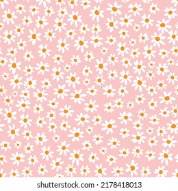 pink chamomile vector seamless spring and summer daisy vector pattern pink background