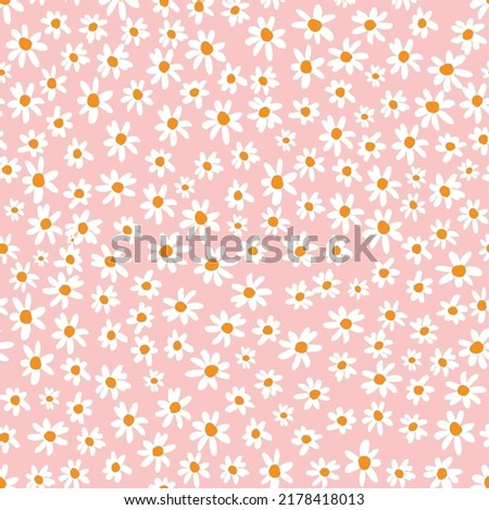 pink chamomile vector seamless spring and summer daisy vector pattern pink background