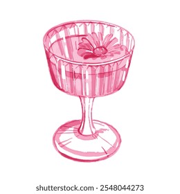 Rosa Champagner kokettische Illustration, Vektorhandgezeichnetes Aquarell alkoholisches Getränk, Weinglas. Sparkling trinken romantische print bachelorette party margarita cocktail design. Rosa Champagner Clipart