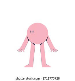 Pink character in flat style stand on white background stock vector illustration. Uncertain man.