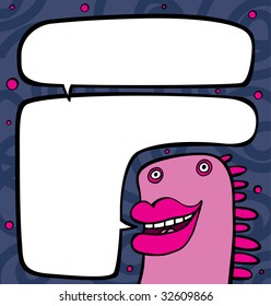 The pink character with greater lips on a background of an interesting background an illustration