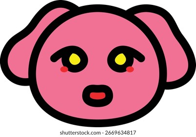 Un personaje rosa con una expresión sorprendida
