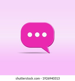 Pink chat bubble with three white dots on pastel gradient color background. Creative 3D vector illustration - Powered by Shutterstock - Get 15% off with code: PIKWIZARD15