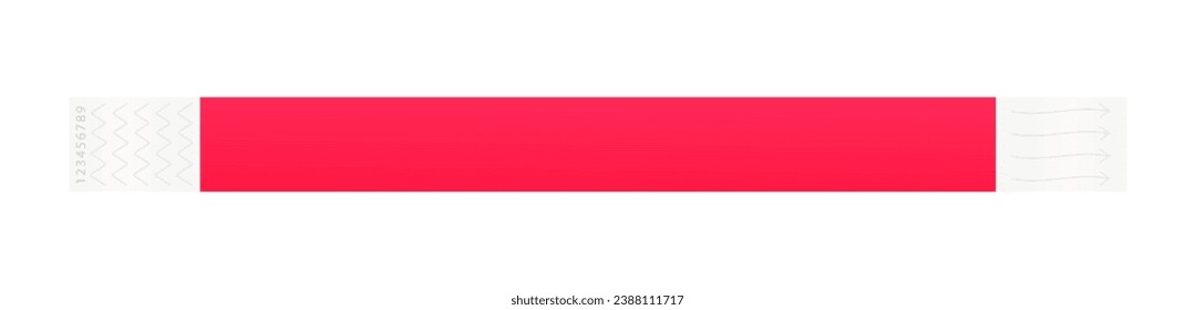 Pink cheap empty bracelet or wristband. Sticky hand entrance event paper bracelet isolated. Template or mock up suitable for various uses of identification. Events bracelets. Vector illustration