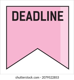 Fecha límite de la casilla de verificación Rosa. Recordatorio de fecha límite. Infografía para todos los días. Etiquetas de diario.