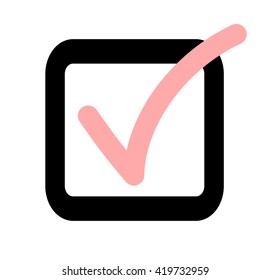 pink check mark icon vector illustration