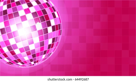pink checked background with disco ball