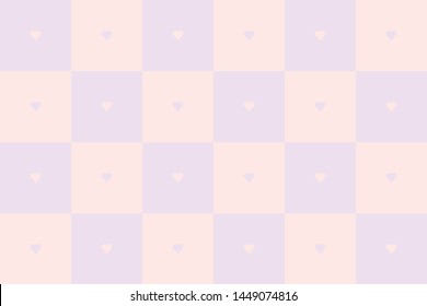 Pink checkered background, plus a little love heart patterns, pink and lovely, can be seamlessly connected up and down, left and right, vector art background.