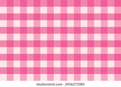Pink checkered fabric square cute kitchen seamless pattern vintage. Vector illustration