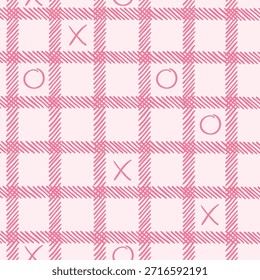 Rosa kariertes Muster mit Nomen und Kreuzen tic-tac-toe für Valentinstag Tapeten, Papier, Hintergründe, Stoffdrucke, Scrapbooking, Schreibwaren, etc. EPS 10