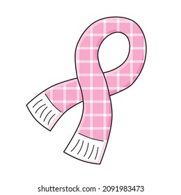 Pink checkered scarf isolated vector