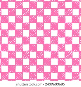 Pink checkers background vector abstract, seamless pattern popular grid pattern print on wall or tablecloth. Vector graphics for textiles and paper