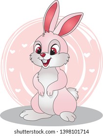 Pink and Cheerful Rabbit with in Love Background Illustration