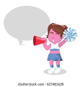 pink cheerleader cheering with megaphone and callout