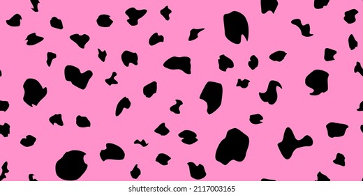 Pink cheetah fur abstract simple seamless pattern. Animal camouflage skin endless texture. Organic irregular dotty backdrop. Dalmatian, cow or jaguar coat texture. Fabric surface design