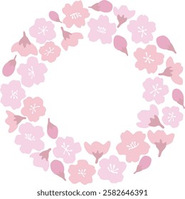 Pink cherry blossom circle frame